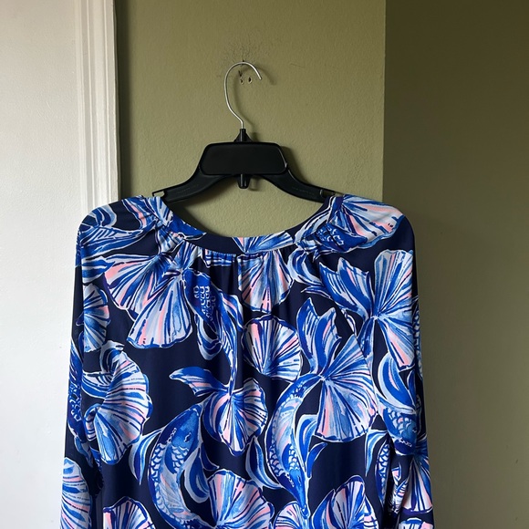 Lilly Pulitzer Navy Blue Floral Shift Dress Sz M - Picture 4 of 10